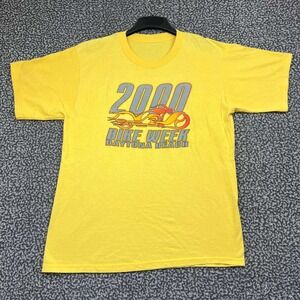 Vintage 2000 Daytona Beach Bike Week Shirt Men XL Yellow Motorcycle Rally